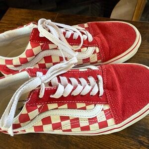 Vans Red and White Checkered Sneakers